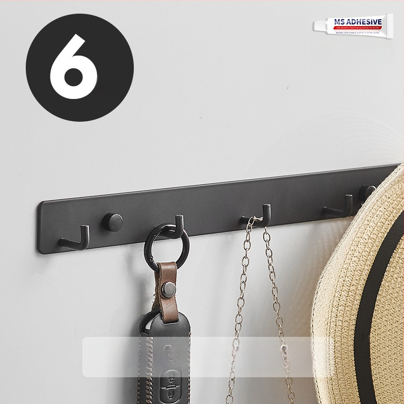 Без пробиване стенно закачало за кухня, антре и баня — space алуминий, 120 г, модерен минималистичен стил