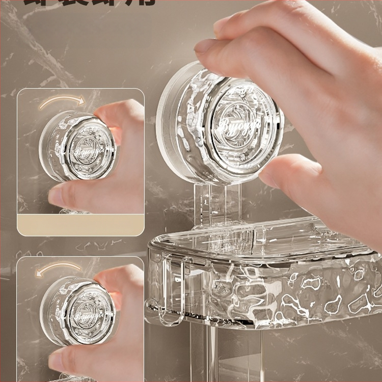 Fali szappantartó vákuumos rögzítéssel, 2 polcos, 5-10 kg teherbírás, műanyag