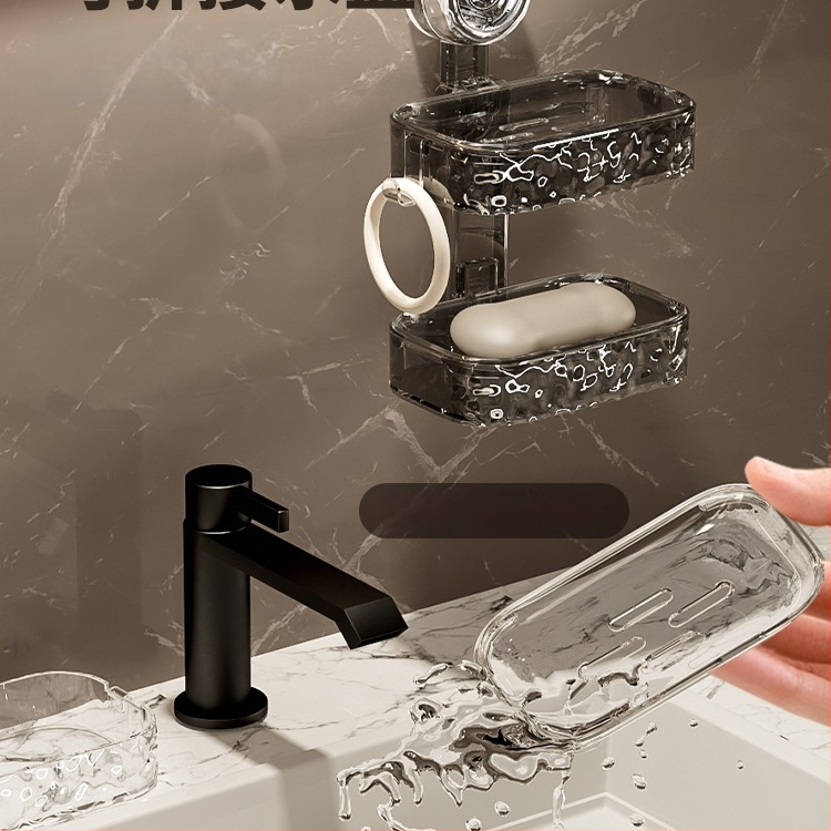 Fali szappantartó vákuumos rögzítéssel, 2 polcos, 5-10 kg teherbírás, műanyag