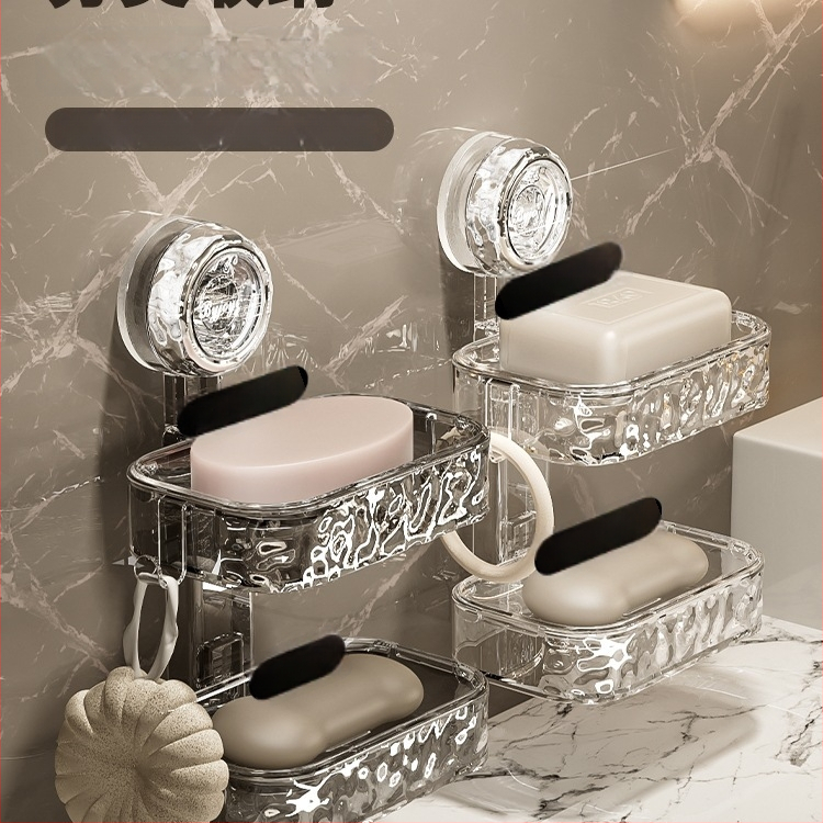 Fali szappantartó vákuumos rögzítéssel, 2 polcos, 5-10 kg teherbírás, műanyag