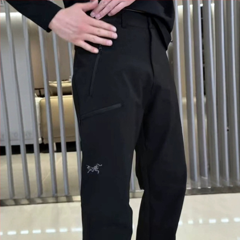Muške softshell hlače s fleec podsukom, ravnog kroja, zimske vanjske svakodnevne nošnje s izvezenim dizajnom