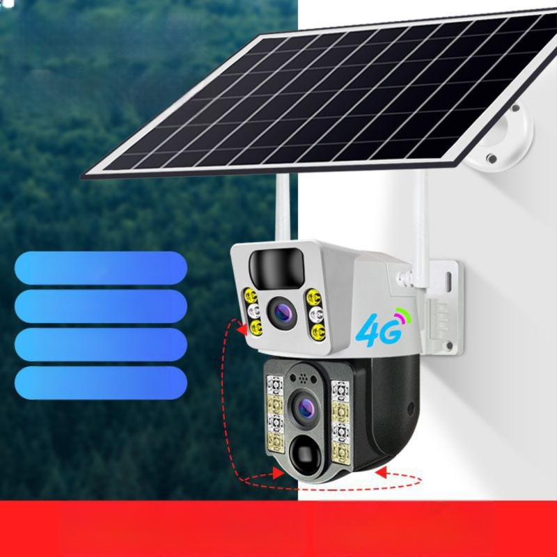 V380 solarna vanjska kamera s niskom potrošnjom energije, 2K/3MP rezolucija, 360° pogled, daljinski pristup putem mobitela, noćni snimak u bojama