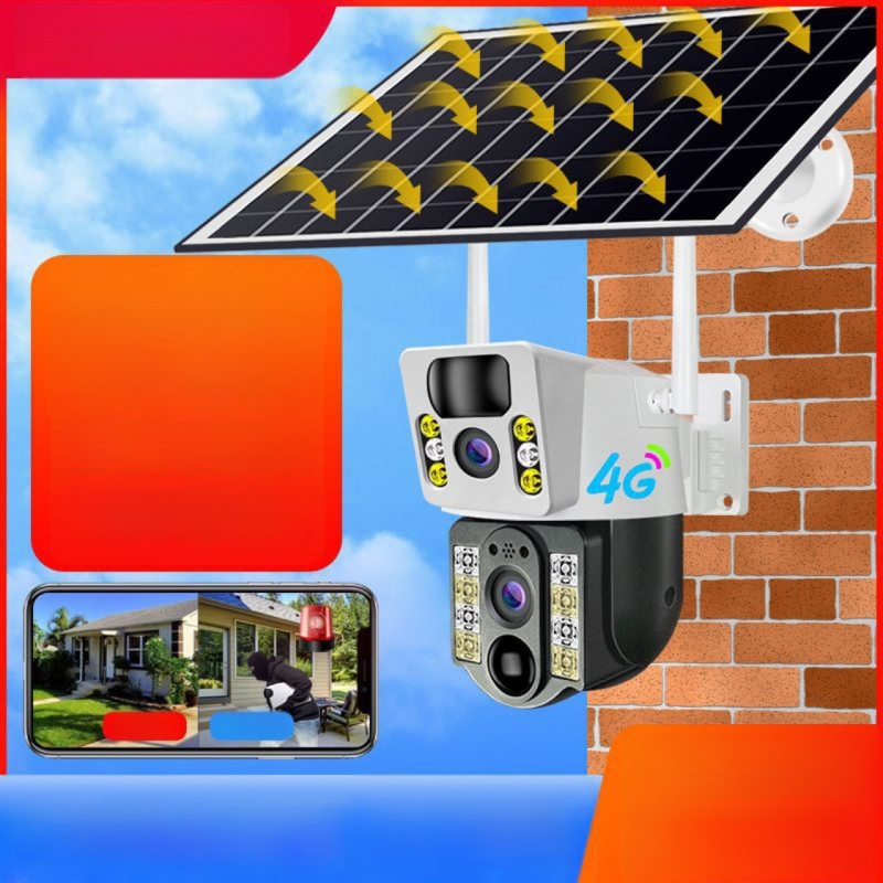 V380 solarna vanjska kamera s niskom potrošnjom energije, 2K/3MP rezolucija, 360° pogled, daljinski pristup putem mobitela, noćni snimak u bojama