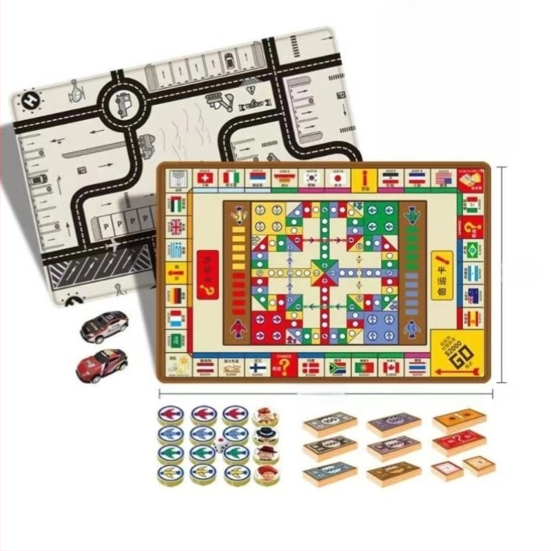 Veliko dvostrano leteće šah Monopoly, tri u jednom za djecu, edukativna igra za roditelje i djecu, tepih za igru i penjanje
