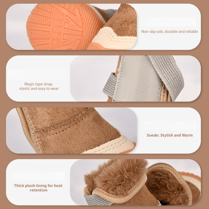 Kutyacipő kutyáknak | Csúszásmentes, Melegen tart, Kopásálló | Anyag: suede; Célközönség: kutyák; Funkciók: csúszásgátló, melegen tart, kopásálló