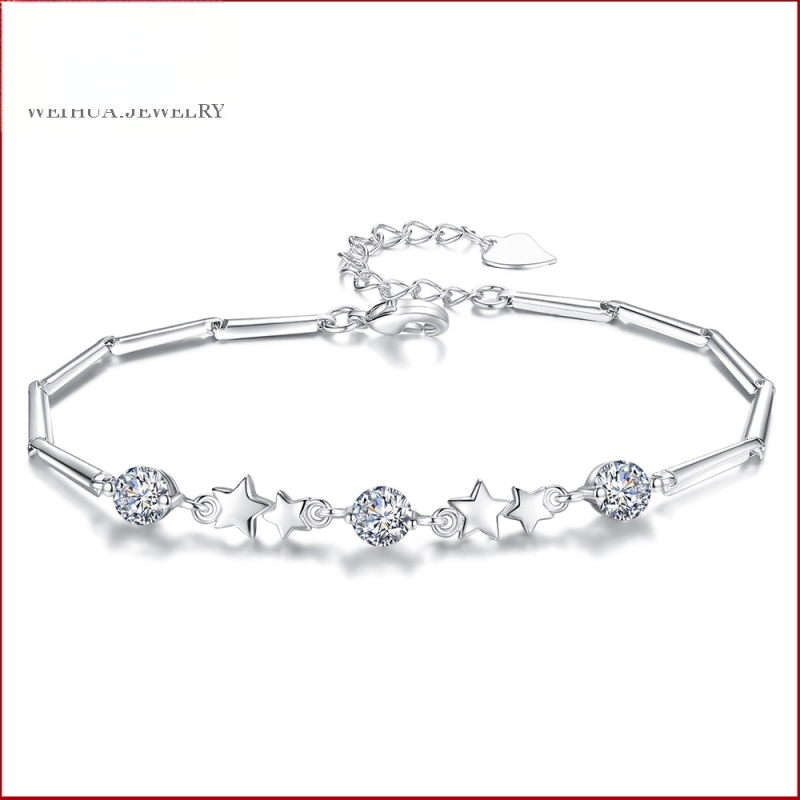 Réz karkötő ezüstbevonattal, csillag motívummal, modell W169 Kettős Csillag karkötő