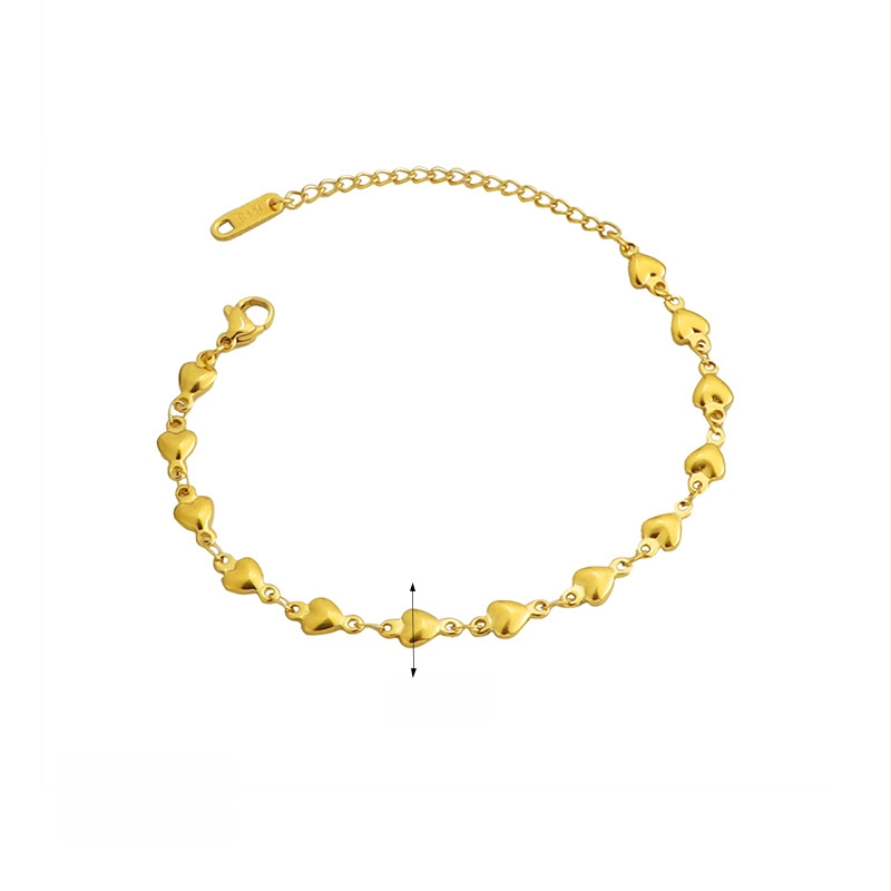 Titán acél karkötő szív alakú dizájnnal, elektroplatinált felület, koreai stílus, nőknek