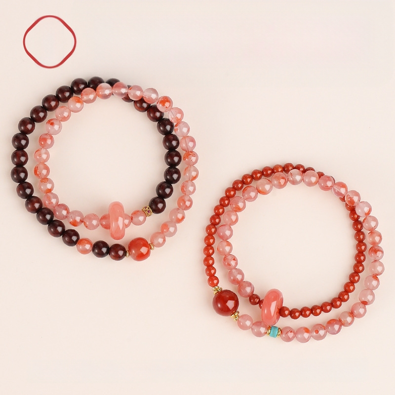 Természetes kristályból készült karkötő kettős körös stackelésre, nőknek, polírozott felület, eredeti dizájn a Yiruxuan-tól