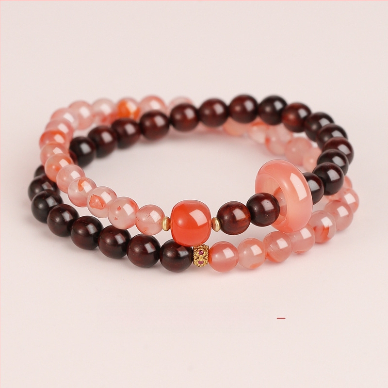 Természetes kristályból készült karkötő kettős körös stackelésre, nőknek, polírozott felület, eredeti dizájn a Yiruxuan-tól