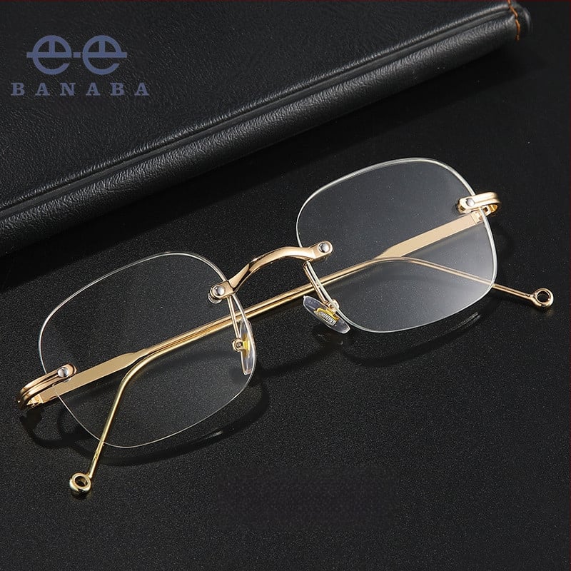 Naočale za čitanje bez okvira s zaštitom od plave svjetlosti, vintage književni stil, kružni okvir, unisex, model 6006