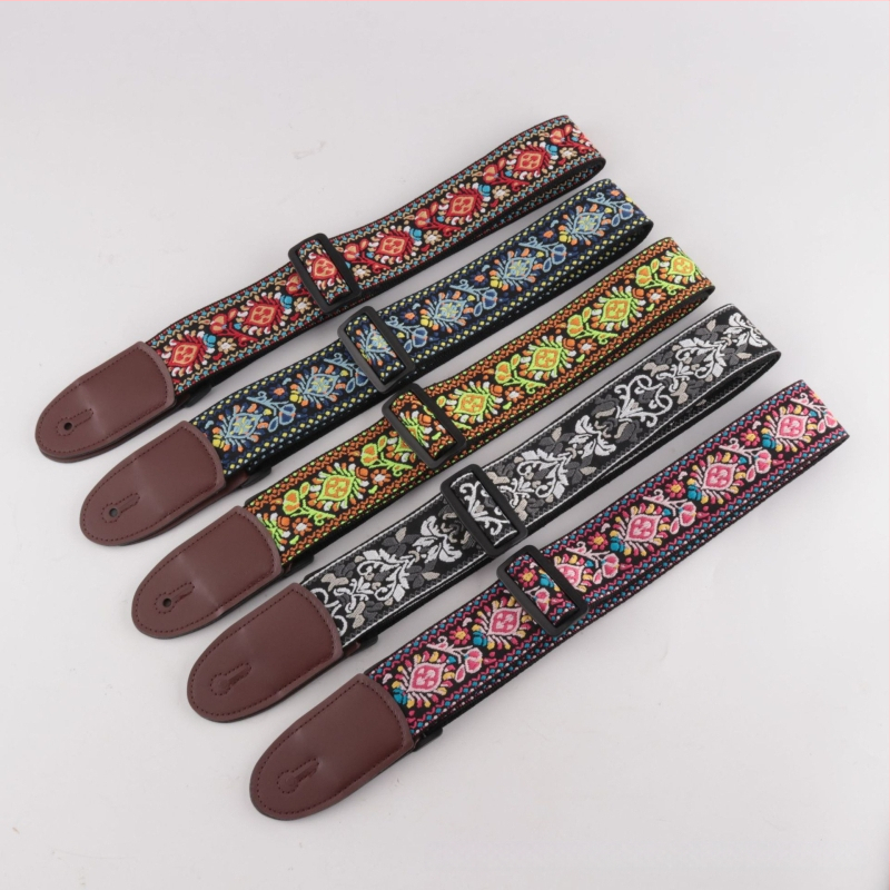 Poliester kaiš za gitaru – za ukulele, električnu gitaru i bas gitaru, vintage folk stil, crossbody dizajn