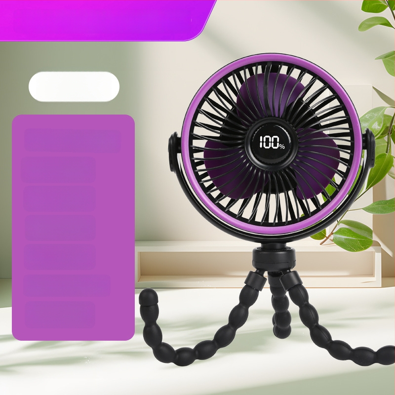 Ventilator za kolica bez lopatica, u obliku hobotnice, kompaktnog i tih za bebe i djecu, USB napajanje s ugrađenom baterijom