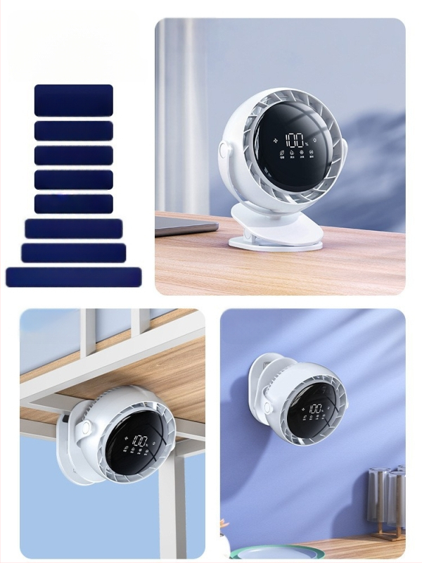 2024 pametni USB klip ventilator, 6 inča, s digitalnim zaslonom, prijenosni stolni ventilator za dom s ugrađenom baterijom