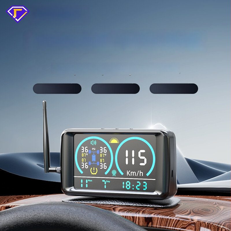 Sustav praćenja tlaka u gumama s velikim zaslonom, mjerenjem vremena i temperature, pametnim digitalnim prikazom, solarnim napajanjem i GPS pozicioniranjem brzine