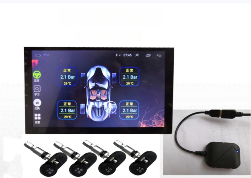 Auto USB TPMS sustav za praćenje tlaka u gumama s Android navigacijom, bežični monitor tlaka s ugrađenim mjerenjem tlaka
