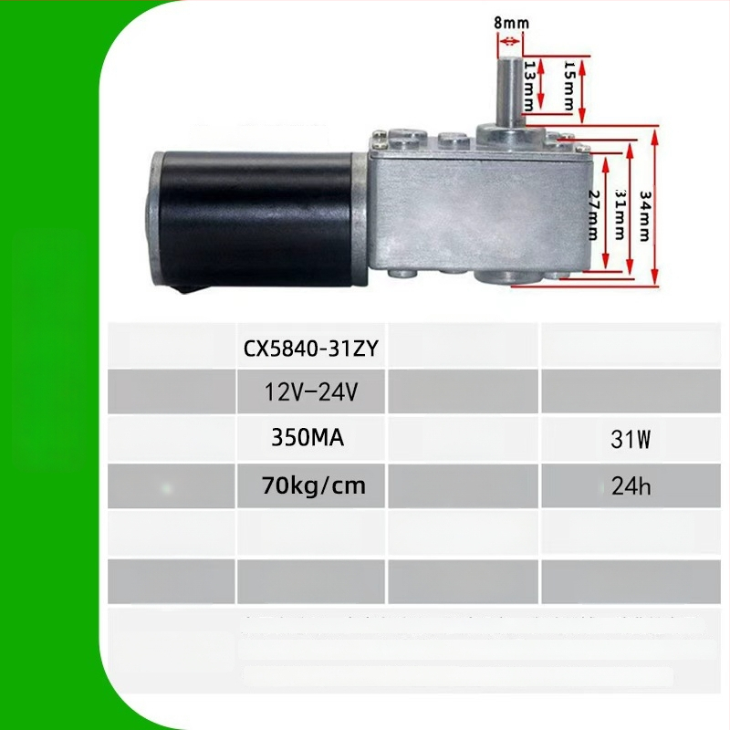 Chenxin mikro DC motor csavarmenetes hajtóművel, 12–24V, magas nyomaték 5840, egytengelyes, sebességszabályozó, önzáró
