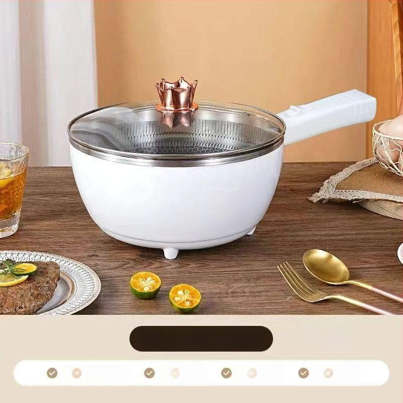 Višefunkcionalni električni wok i hot pot – sve-u-jednom loncu s LCD zaslonom, kapacitet 4–5 L, snaga 1000–1350 W, unutarnja posuda od aluminijske legure s nepri­ljanjajućim premazom, para, prženje, kuhanje i dinstanje.