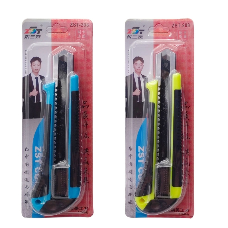 Santai Zhang 208 nož s gumom drškom i zamjenjivim oštricama, nož za tapete, plastično kućište s metalnim omotačem, duljina 16 cm, širina oštrice 18 mm