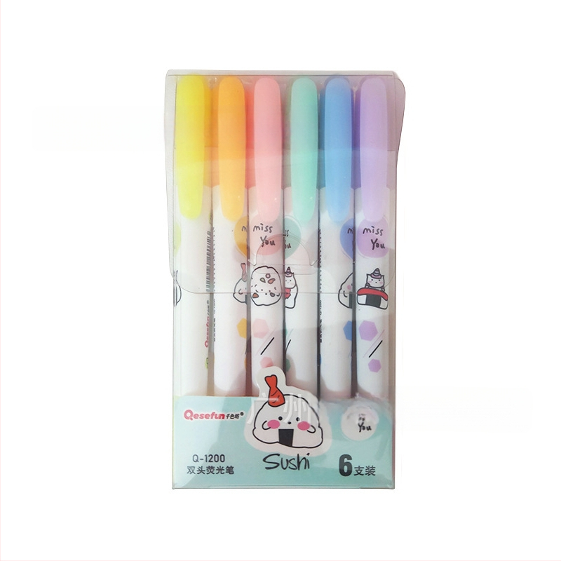 Set dvostrukog vrha označivača u pastelnim bojama, 6 komada, za bilješke i skice