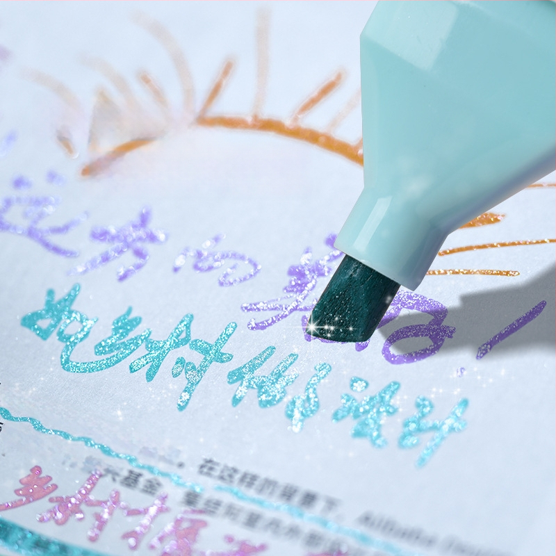 Weiyahui glitter marker za učenike, šareni istakivač za dnevnik