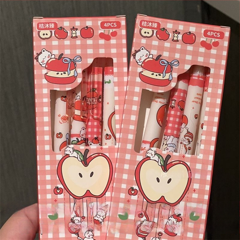 Mehanička olovka s motivom crvene jabuke i mačke, Insta stil, elegantna za učenice, djevojački dizajn, pogodna za ispite, grafit otporan na lomljenje