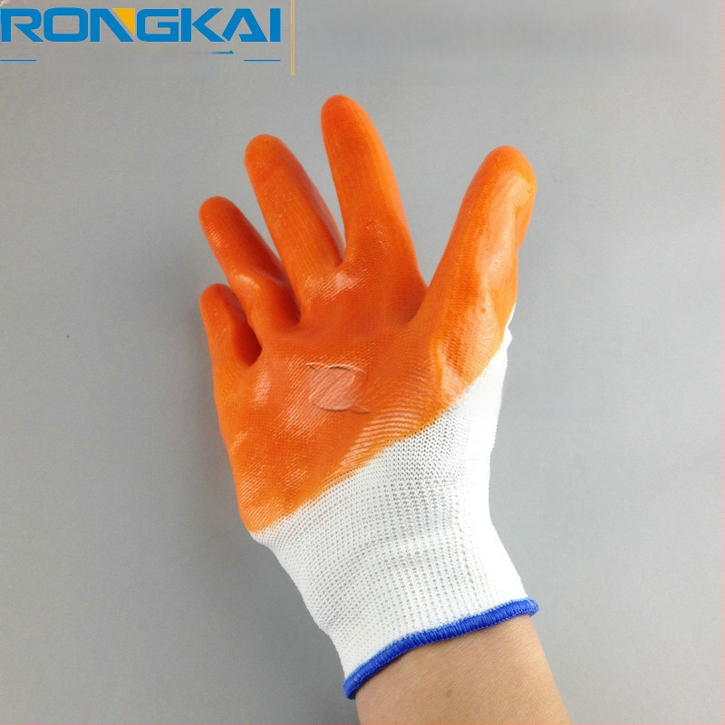 Najlon-PVC rukavice, polu-potopljen premaz, gumasti premaz, otporne na ulje, radničke zaštitne rukavice, duljina oko 24 cm