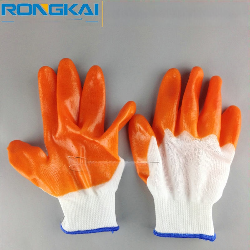 Najlon-PVC rukavice, polu-potopljen premaz, gumasti premaz, otporne na ulje, radničke zaštitne rukavice, duljina oko 24 cm