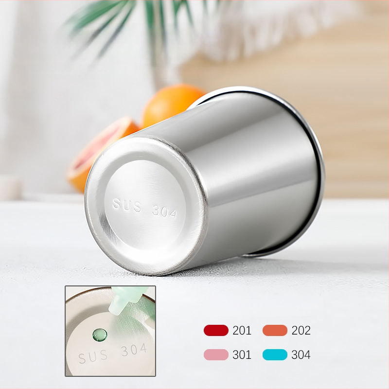 Čaša za pivo od nehrđajućeg čelika 304, velika kapaciteta, jednostruki zid, uvijeni rub, s logom