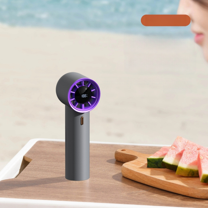 Inteligentni ručni ventilator s LED zaslonom, kompaktan za vanjsku upotrebu, USB punjenje, ugrađena baterija
