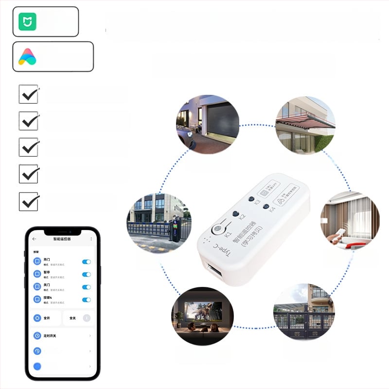 Mijia Mesh pametan RF daljinski gateway s učenjem na 433MHz, kompatibilan s Xiaoai za garažne rolete