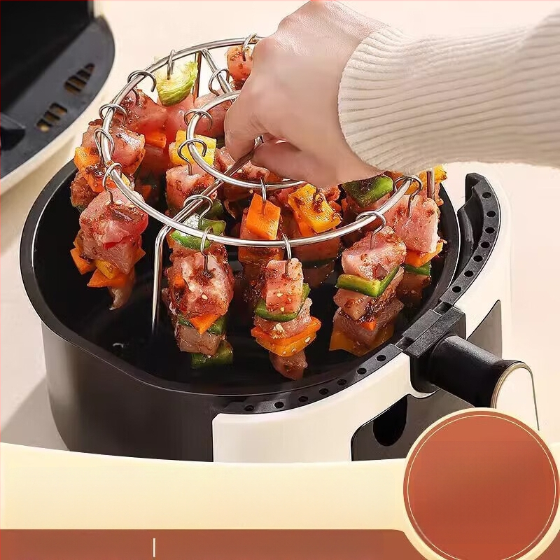 Okružni stalak od nehrđajućeg čelika za ražnjiće, za fritezu na zrak — vertikalni roštilj za kebab