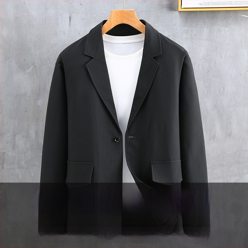 Muško sako velike veličine za proljeće i jesen, minimalistički poslovni stil, casual sako, jednobojna boja, prozračan poliester