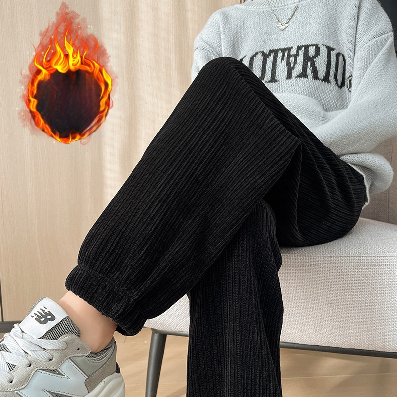 Ženske Chenille jogger hlače, plus veličina, visoki pojas, podstavljene fleeceom, debele za jesen/zimu, sužene uz gležanj