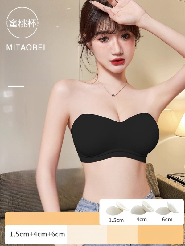 Žensko bezrameno shapewear s nevidljivim leđima, odvojive dvostruke naramenice, 3/4 košarica, najlon-spandeks