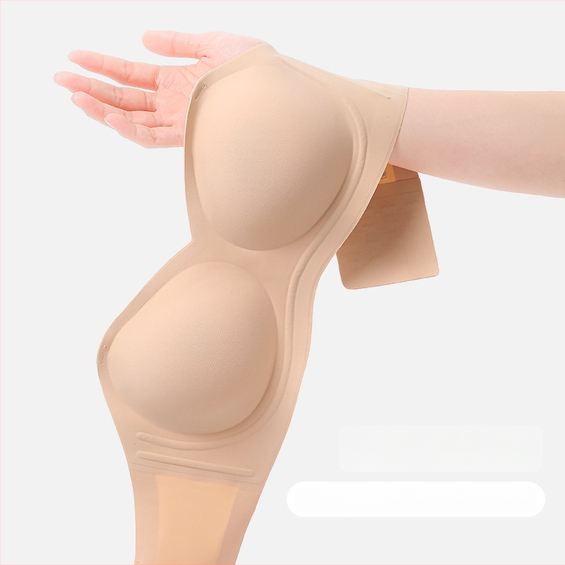 Žensko bezrameno shapewear s nevidljivim leđima, odvojive dvostruke naramenice, 3/4 košarica, najlon-spandeks