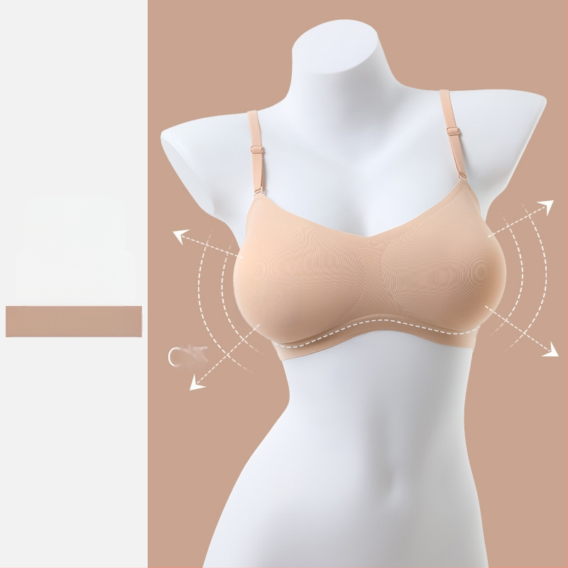 Žensko bezrameno shapewear s nevidljivim leđima, odvojive dvostruke naramenice, 3/4 košarica, najlon-spandeks