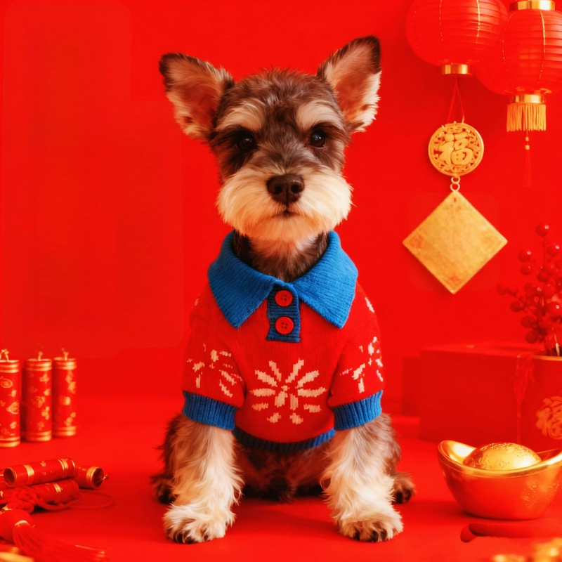 Pulover za pse Godina konja — Zodijakalni crtani pleteni džemper za male i srednje pse (Šnaucer, Francuski buldog, Teddy, Bichon Frisé, Pomeranian)