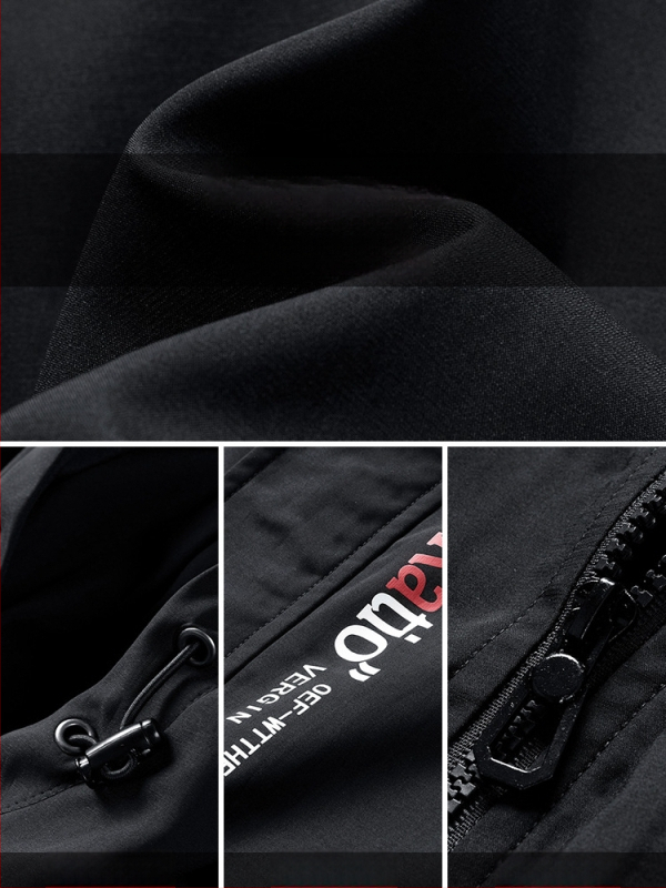 Muška windbreaker jakna s kapuljačom, plus veličina, jesenska srednja duljina, ležerni stil