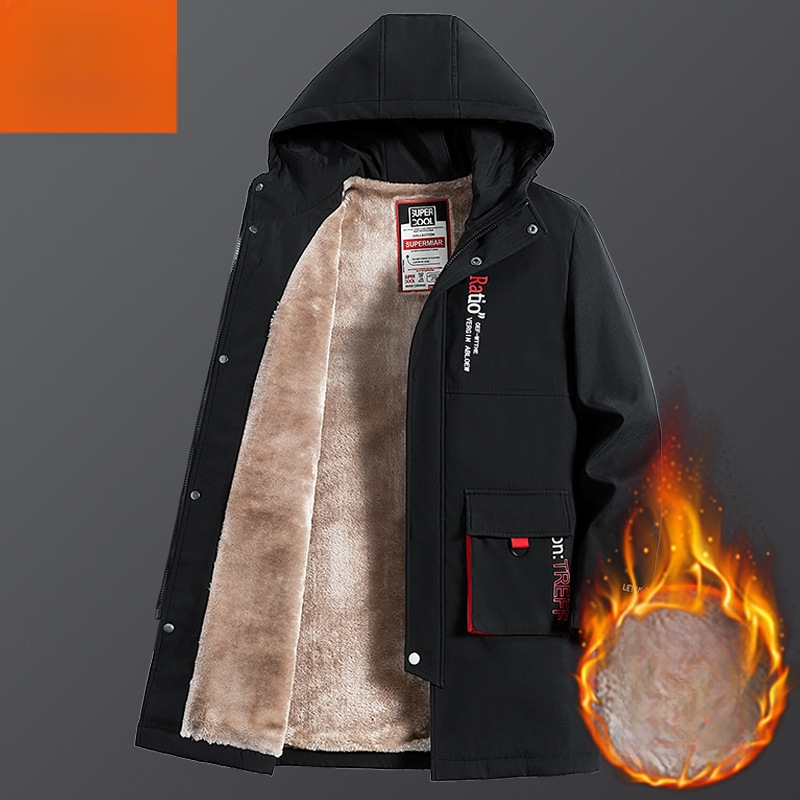 Muška windbreaker jakna s kapuljačom, plus veličina, jesenska srednja duljina, ležerni stil
