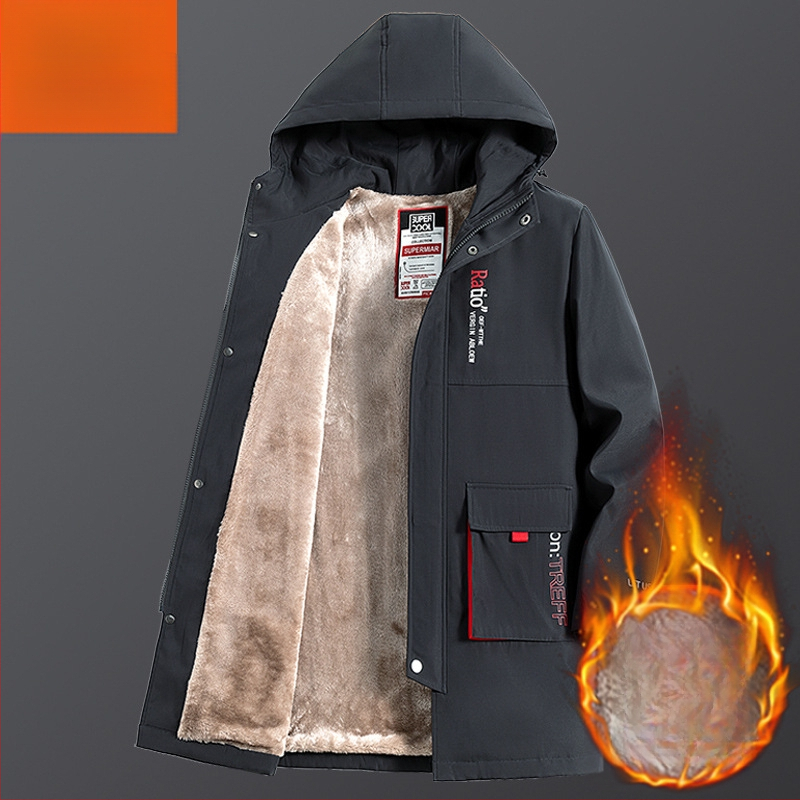 Muška windbreaker jakna s kapuljačom, plus veličina, jesenska srednja duljina, ležerni stil