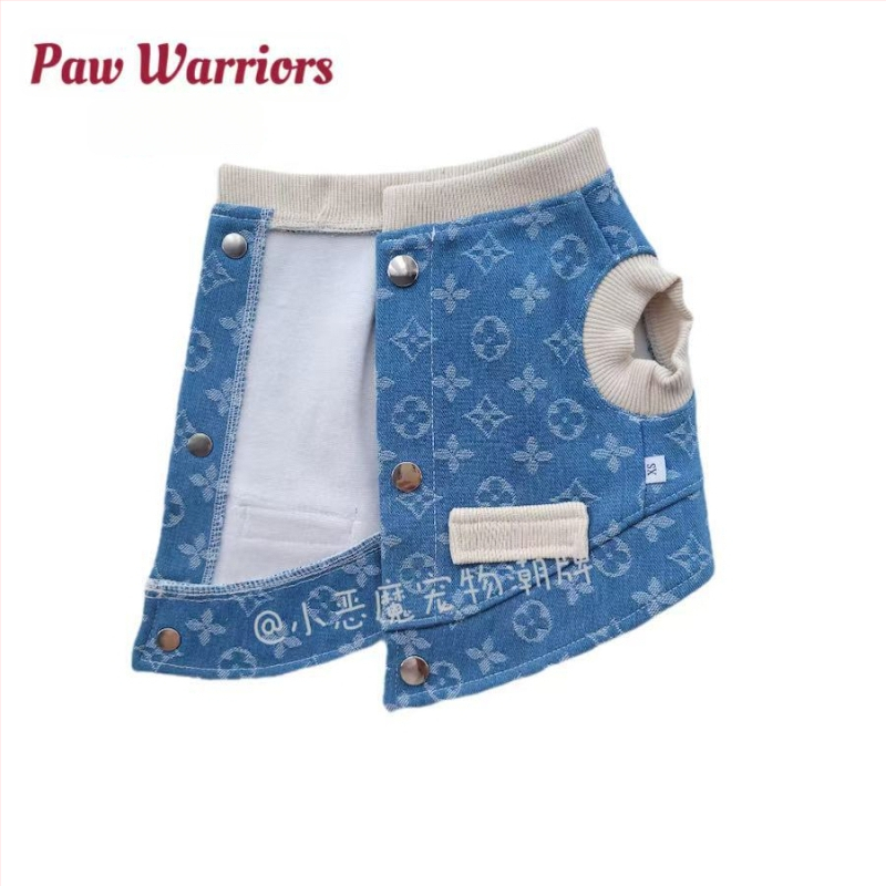 Denim vesta za psa sa stražnjim zatvaranjem, debelim flis unutrašnjom podstavom, bez rukava, za male pasmine (Toy Poodle, Bichon Frisé, Corgi)