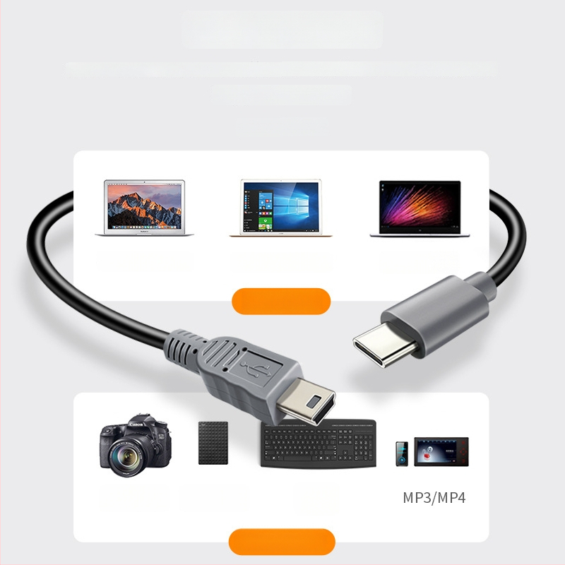 Καλώδιο δεδομένων Type-C προς Mini USB με θύρα Τ, για κινητά τηλέφωνα, DSLR κάμερες και φορητούς σκληρούς δίσκους, παλιά διεπαφή