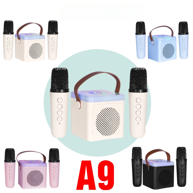 Šarena karaoke zvučnik Bluetooth, ugrađena baterija, dvostruki mikrofon za djecu, sve-u-jednom kućni karaoke sustav zvuka