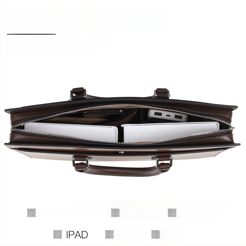 Üzleti táska, valódi bőr (felső réteg marhabőre), egyszínű mintázat, poliészter bélés, vízálló