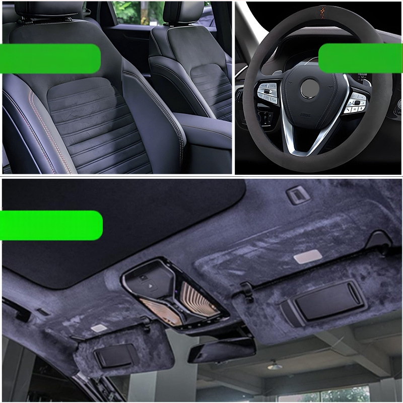 Crna zamš tkanina za unutarnju oblogu krova automobila s pjenom, kompozitni materijal, 96×60 cm