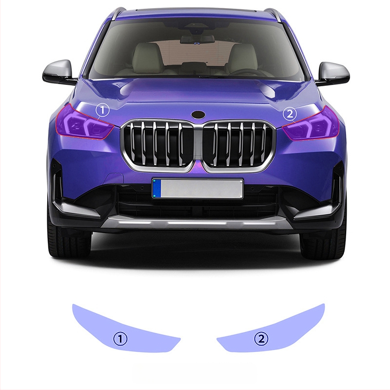 TPU zaštitna folija za svjetla s promjenom boje pod svjetlom: bijela-ljubičasta-bijela-crna, za BMW X1 U11 osnovni model