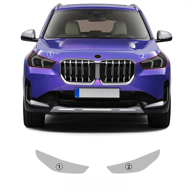 TPU zaštitna folija za svjetla s promjenom boje pod svjetlom: bijela-ljubičasta-bijela-crna, za BMW X1 U11 osnovni model