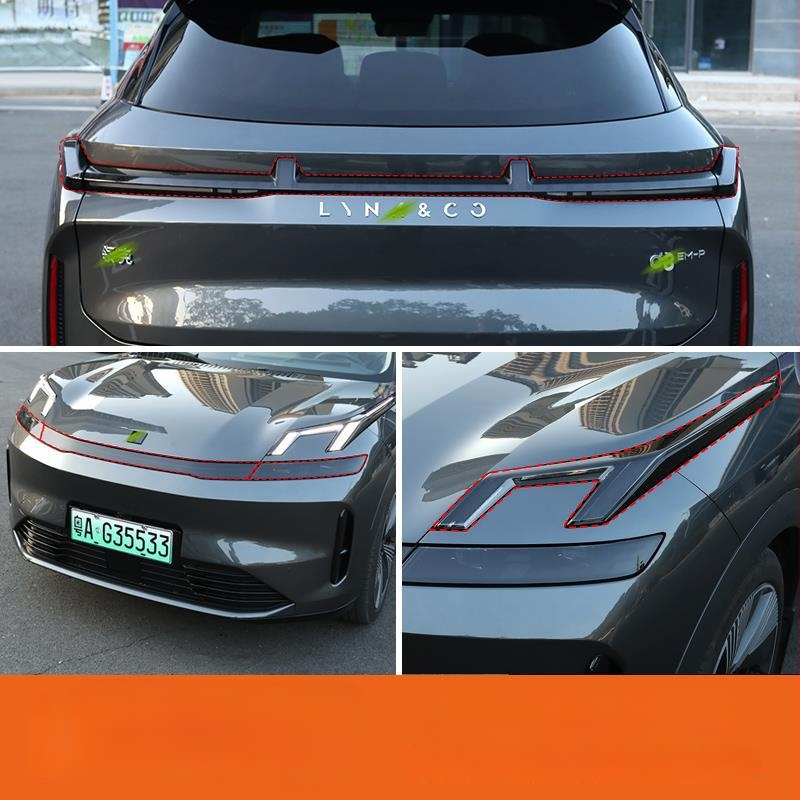 Zaštitna naljepnica za farove Lynk & Co 08 — film za potamnjenje farova i film za promjenu boje DRL i stražnjih svjetala, vanjska modifikacija