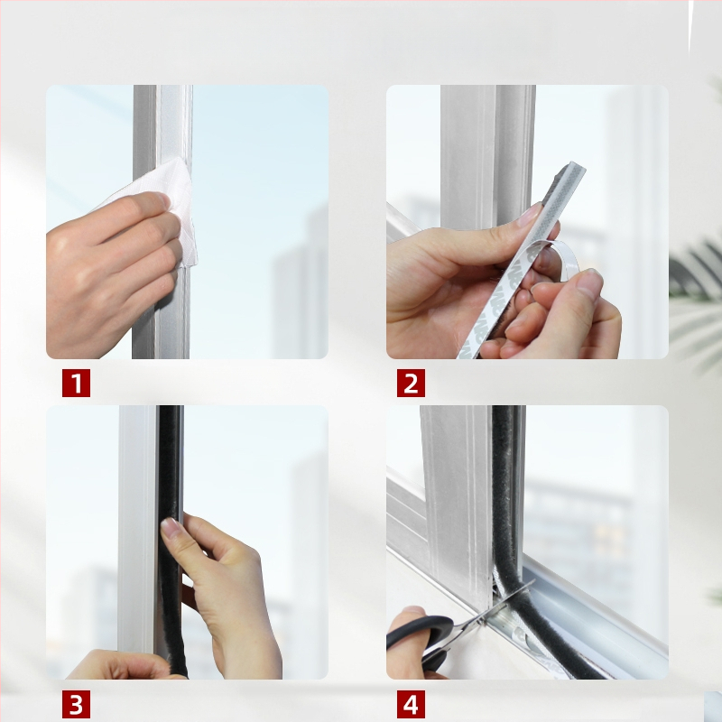 Samoljepljiva brtvena traka za klizna vrata i prozore, PVC-aluminijsko/plastični okvir, zatvara praznine, otporna na vjetar i prašinu