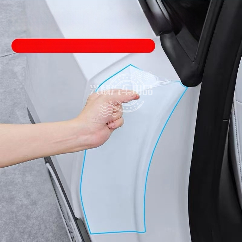 Tesla Model Y és Model 3 hátsó belső ajtóihoz TPU védőfilm, karcolásálló, átlátszó